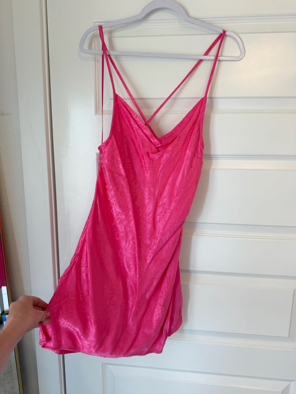 Zara Hot Pink Satin dress with Strappy Back